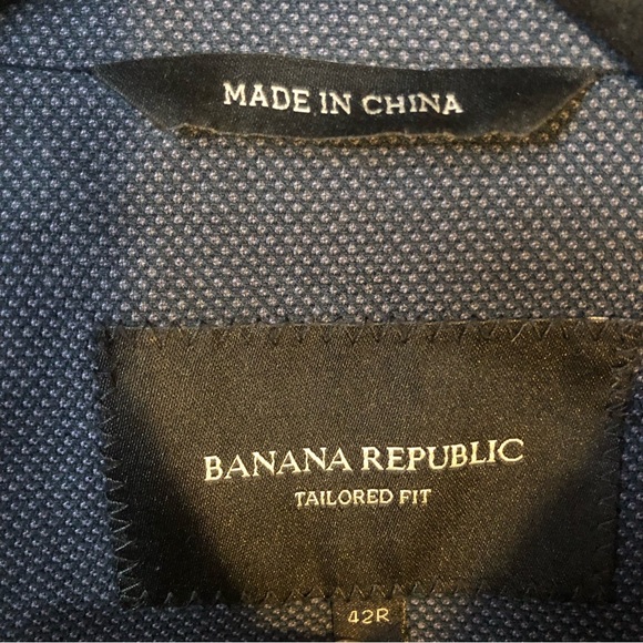 ❤️Banana Republic Tailored Fit Suit Sports Jacket Blazer Navy Blue Cotton 42R - Picture 5 of 11